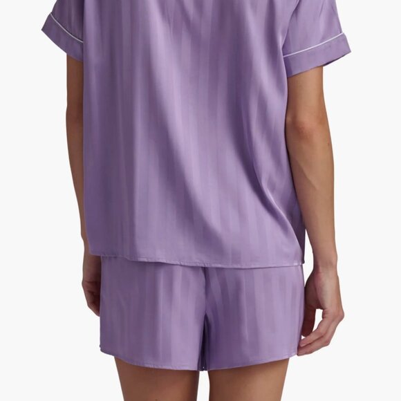 Splendid Stripe Satin Boxer Short Pajamas (Small, VIOLA SHADOW STRIPE) - Picture 5 of 13